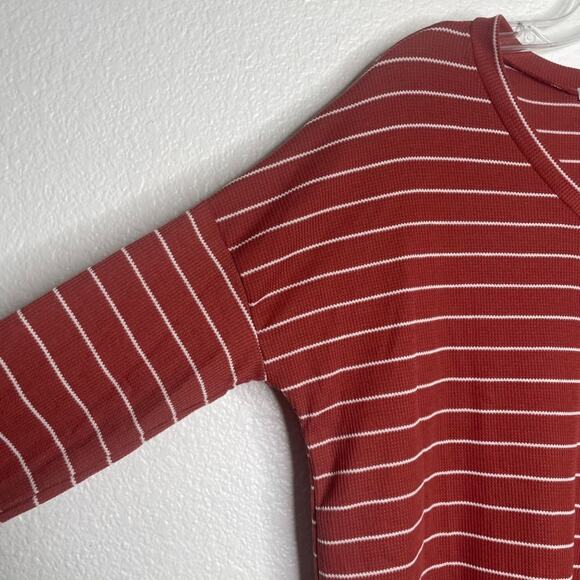 White Birch Womens Top Size M Burnt Orange Striped V-Neck Long Sleeve - Picture 12 of 16